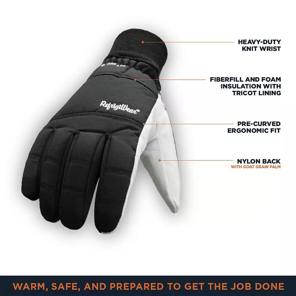 RefrigiWear Men's Nylon & Leather Glove - Insulated Work Gloves for Sub-Freezing Temperatures