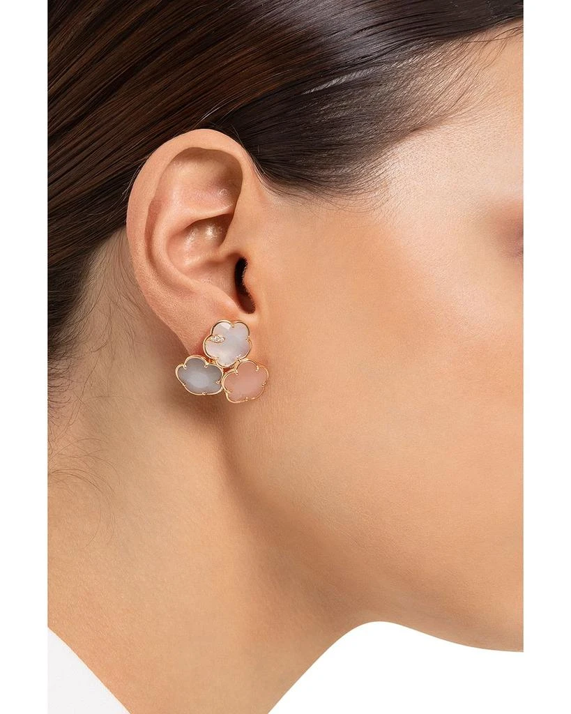 Pasquale Bruni 18K Rose Gold Bouquet Lunaire Multicolor Moonstone 
Diamond Triple Flower Cluster Stud Earrings 2