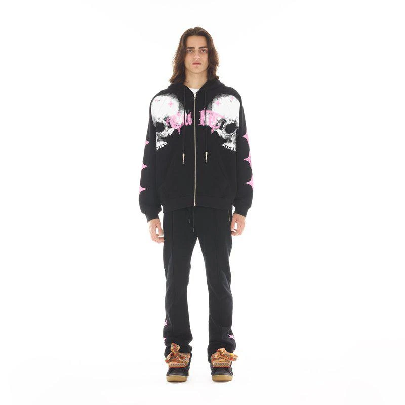 Cult Of Individuality Zip Hooded Sweatshirt "Life Is Pain" In Black 1