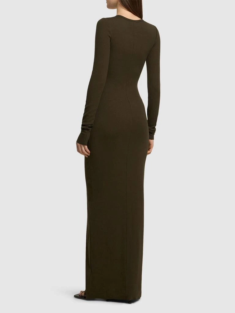 ÉTERNE Long Sleeve Jersey Crewneck Maxi Dress 2