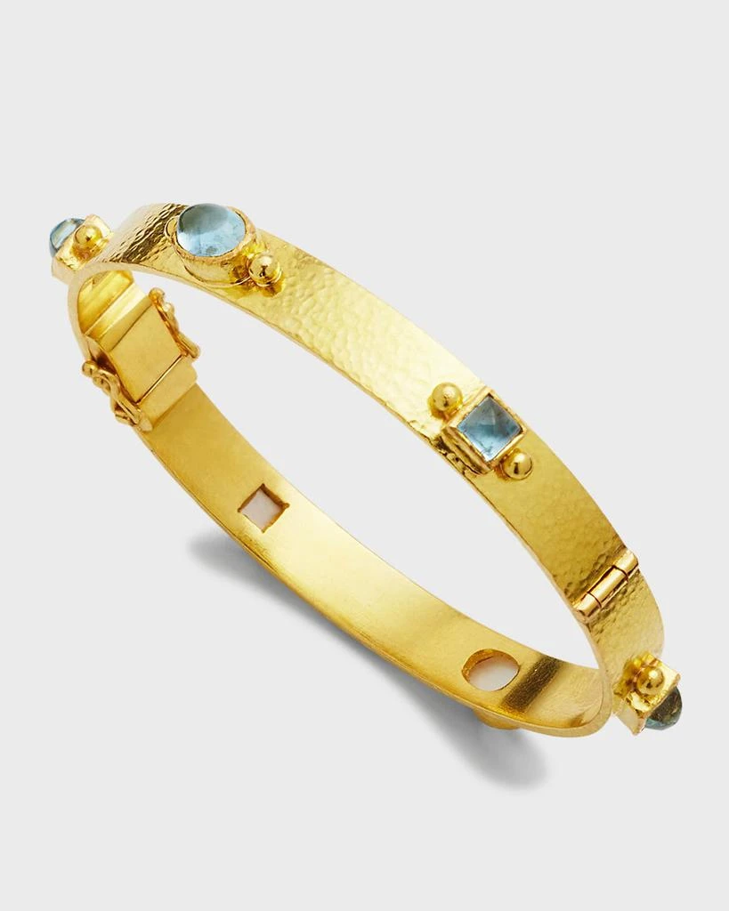 Elizabeth Locke 19K Flat Ribbon Roberta Bangle with Aquamarine 3
