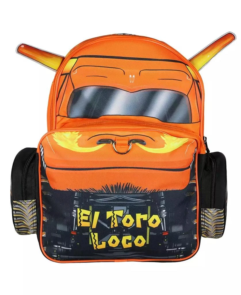 Monster Jam Backpack El Toro Loco 3D Bull Horns Monster Truck 16" Kids School Book Bag with Laptop Tech Sleeve 16" 2