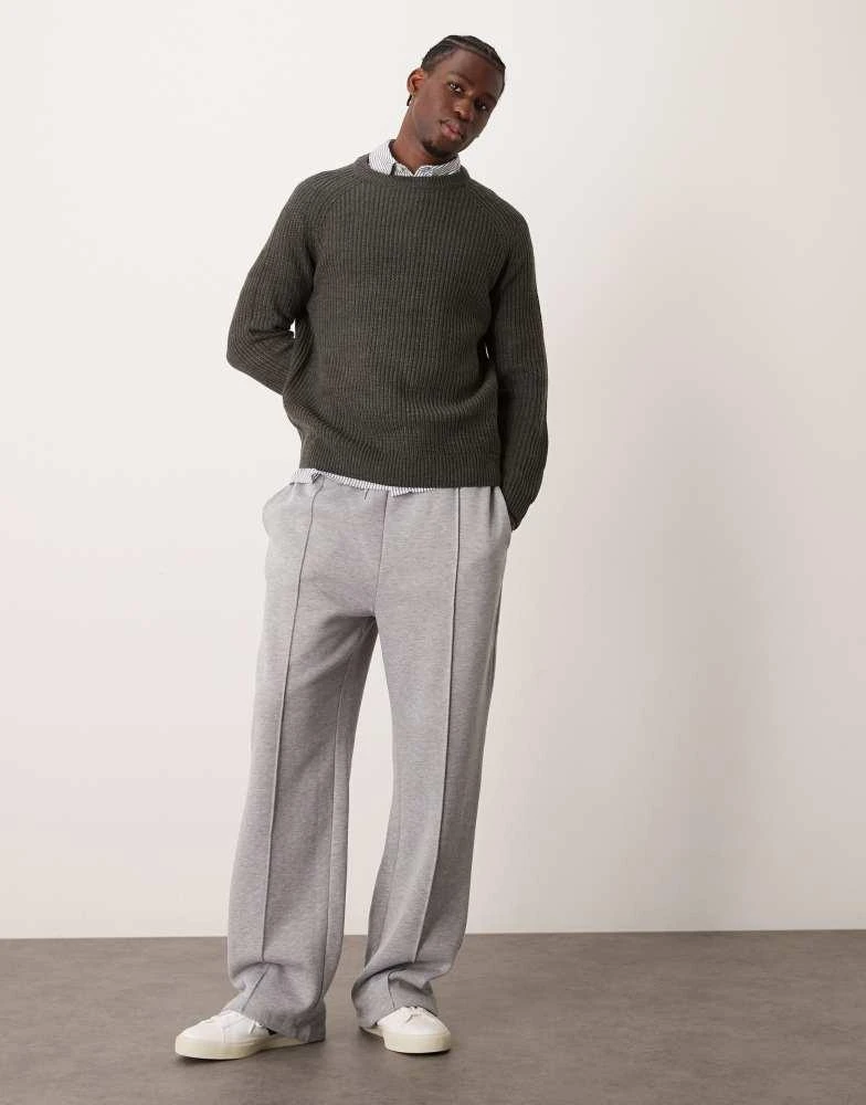 New Look New Look fisherman crew neck jumper in dark grey 3