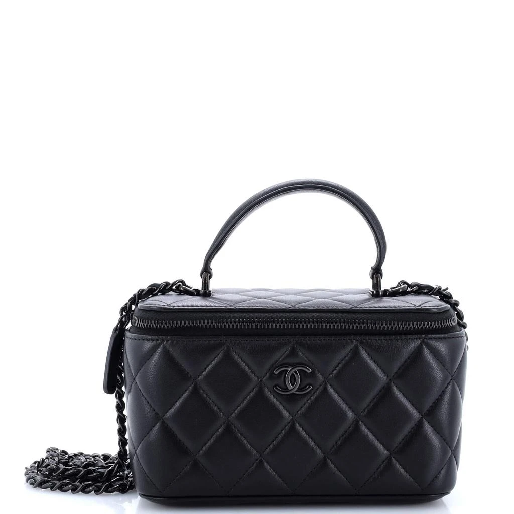 Chanel So Black Top Handle Vanity Case with Chain Quilted Lambskin Small 1