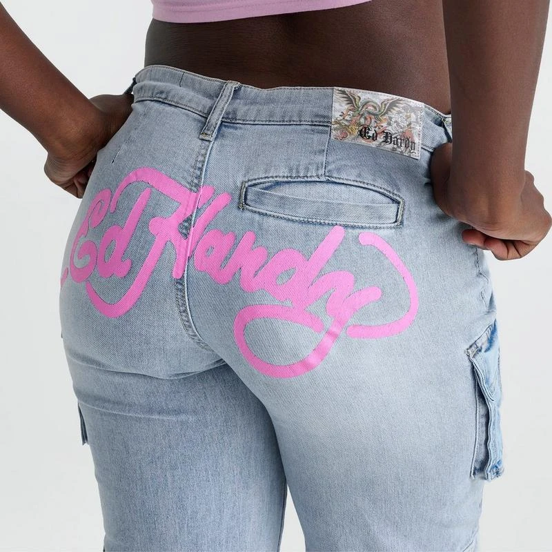 Ed Hardy Women's Ed Hardy Tiger Flowers Cargo Jeans 6