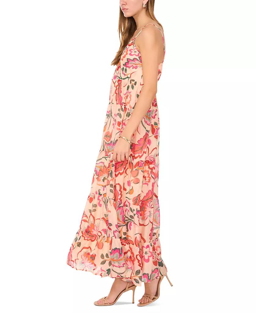 MSK Petite Printed V-Neck Sleeveless Tiered Maxi Dress