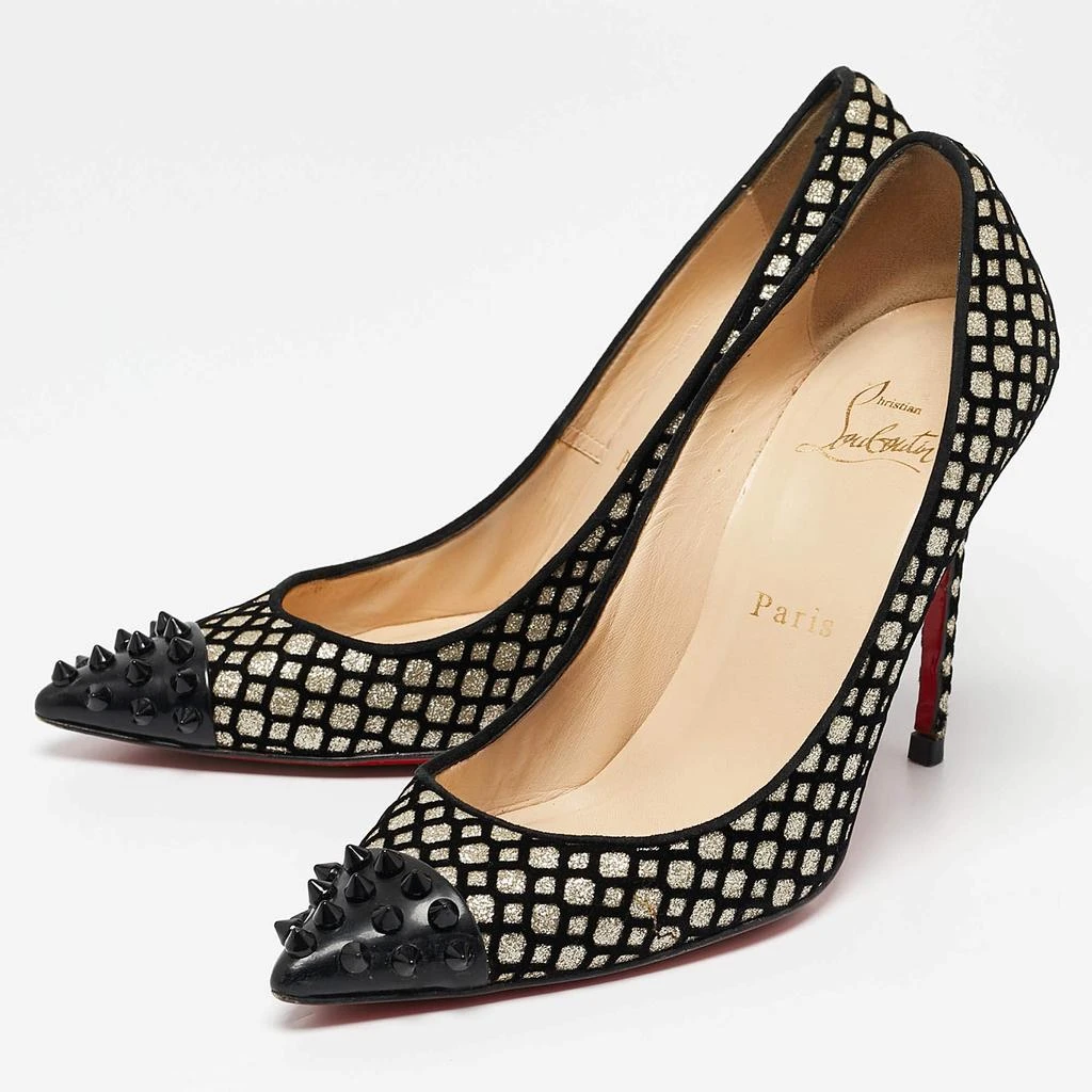 Christian Louboutin Christian Louboutin Black/Gold Glitter and Patent Leather Geo Pumps Size 36 2