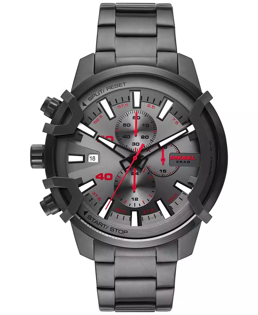 Diesel Men's Chronograph Griffed Gunmetal-Tone Stainless Steel Bracelet Watch 48mm 1