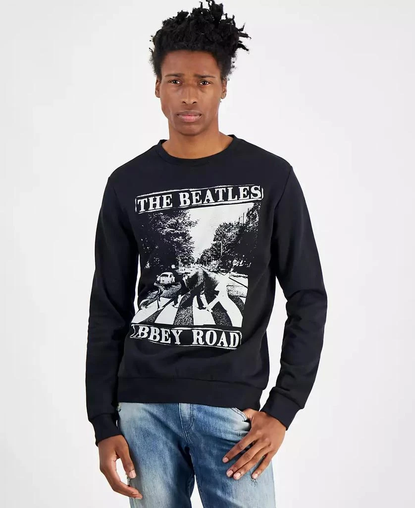 Hybrid Men's The Beatles Abbey Road Regular-Fit Printed Fleece Sweatshirt 1