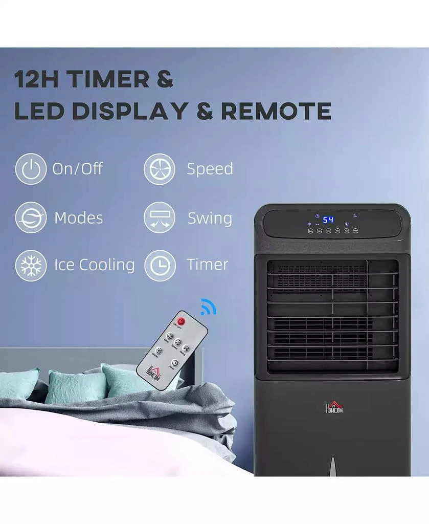 HOMCOM 3-In-1 Mobile Evaporative Air Cooler with Remote Oscillating 8