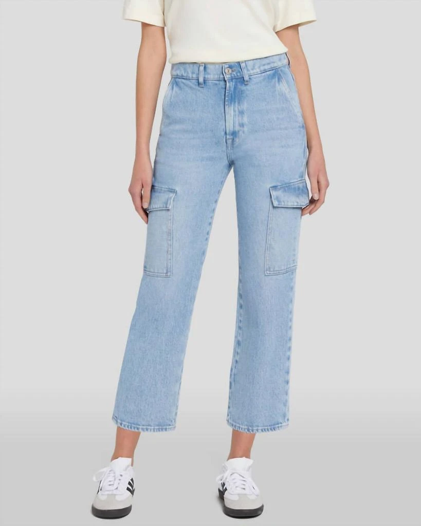7 For All Mankind Logan Cropped Cargo Jeans In Airwave 1