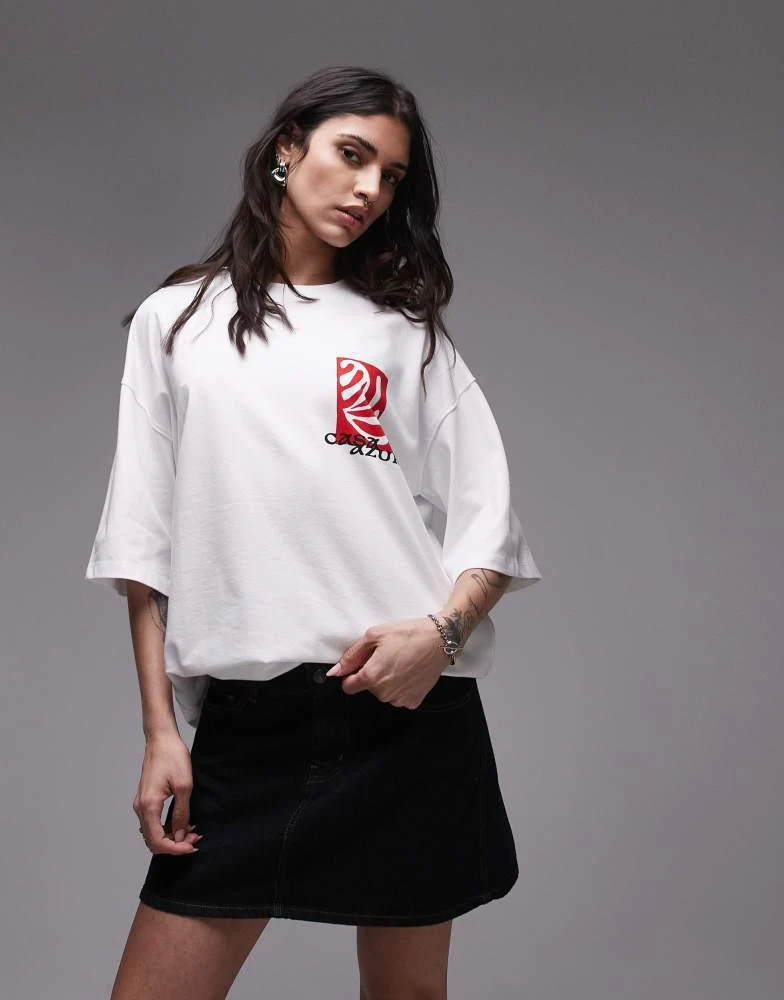 Topshop Topshop graphic Casa Azur oversized tee in white 2