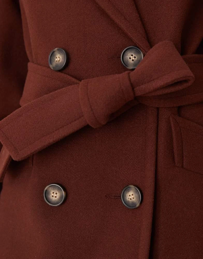 Miss Selfridge Miss Selfridge belted wrap formal coat in chocolate 3