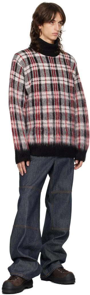 Helmut Lang Red Brushed Plaid Turtleneck 4