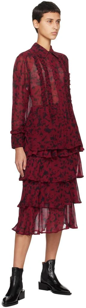 Ganni Red & Black Tiered Maxi Skirt 4