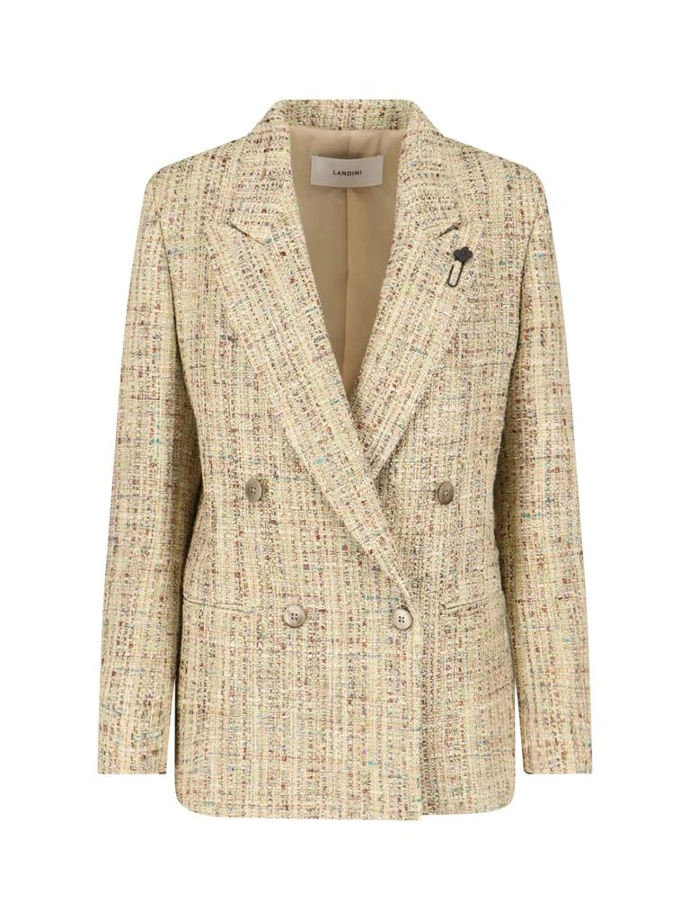 LARDINI Double-Breasted Textured Tweed Jacket