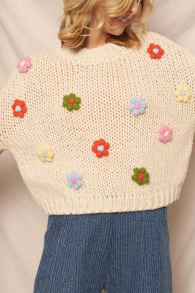 En Creme En Creme - 3d Flower Sweater 7