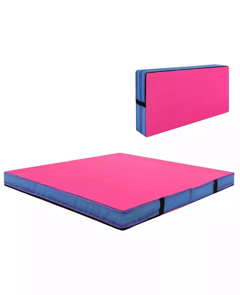 SUGIFT 4ft x 4ft x 4in Bi-Folding Gymnastic Tumbling Mat with Handles and Cover-Pink 1