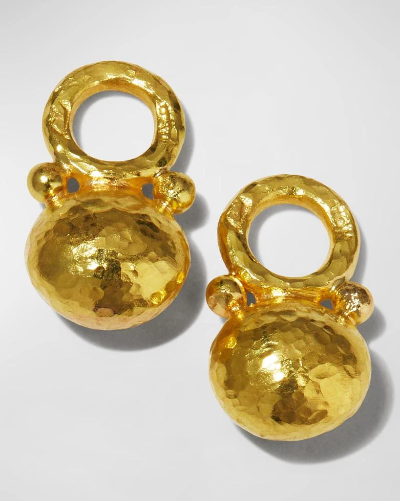 Elizabeth Locke Gold Horizontal Oval-Drop Earring Pendants 1