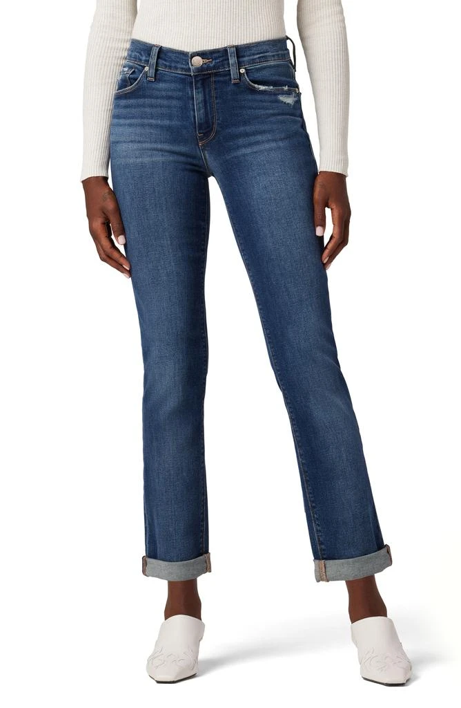 Hudson Nico Distressed Rolled Hem Straight Leg Jeans 1