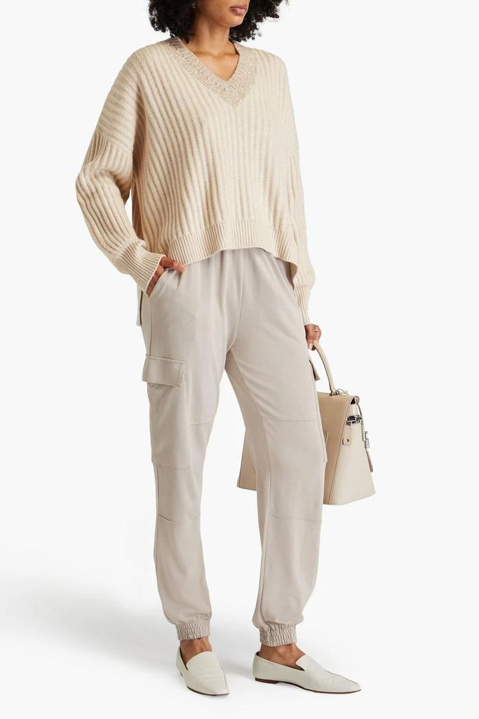 Brunello Cucinelli Sequin-embellished ribbed cashmere sweater 2