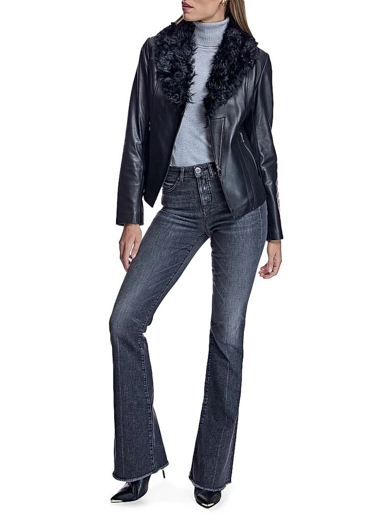 Maximilian Maximilian Leather Jacket with Lamb Collar 6