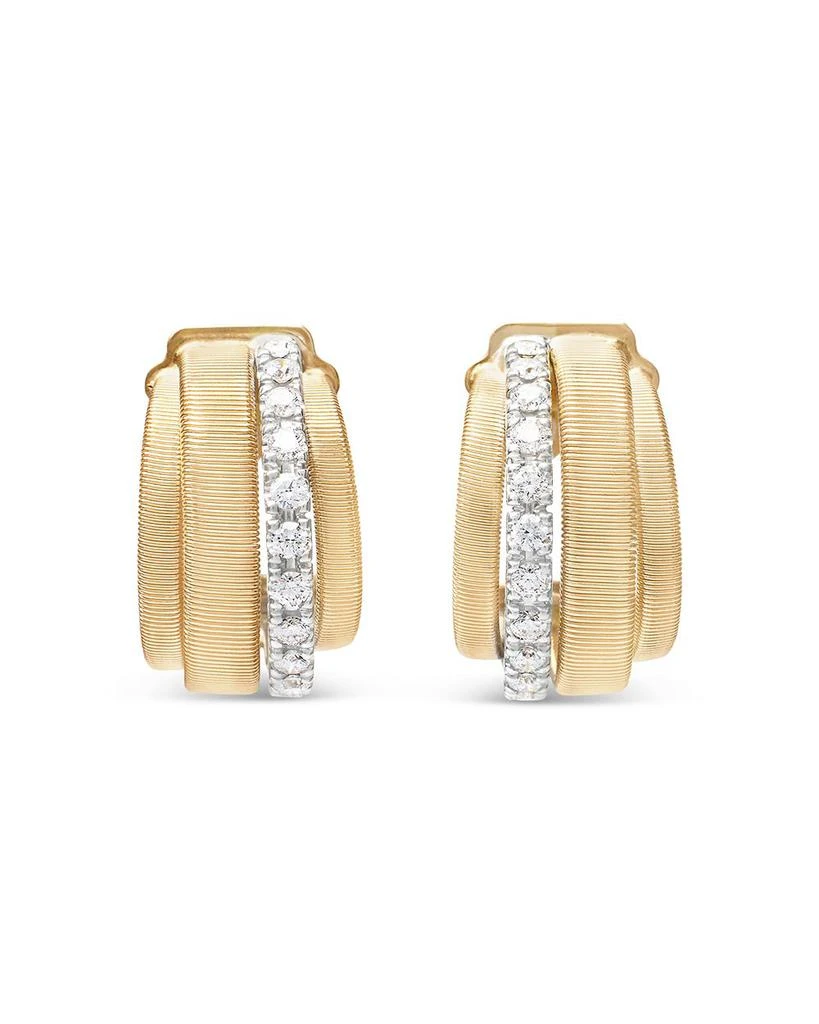 Marco Bicego 18K Yellow Gold Masai Diamond Huggie Hoop Earrings 3