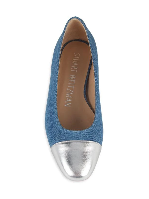 Stuart Weitzman Embellished Denim Flats 5