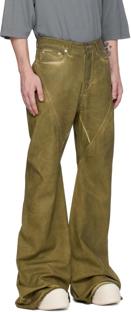 Rick Owens Khaki Porterville Bias Bootcut Jeans 2