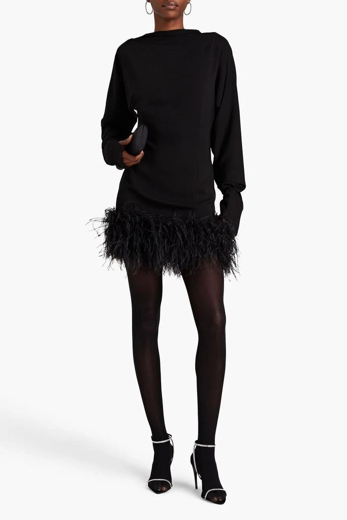 16ARLINGTON Flora open-back feather-embellished crepe mini dress 2
