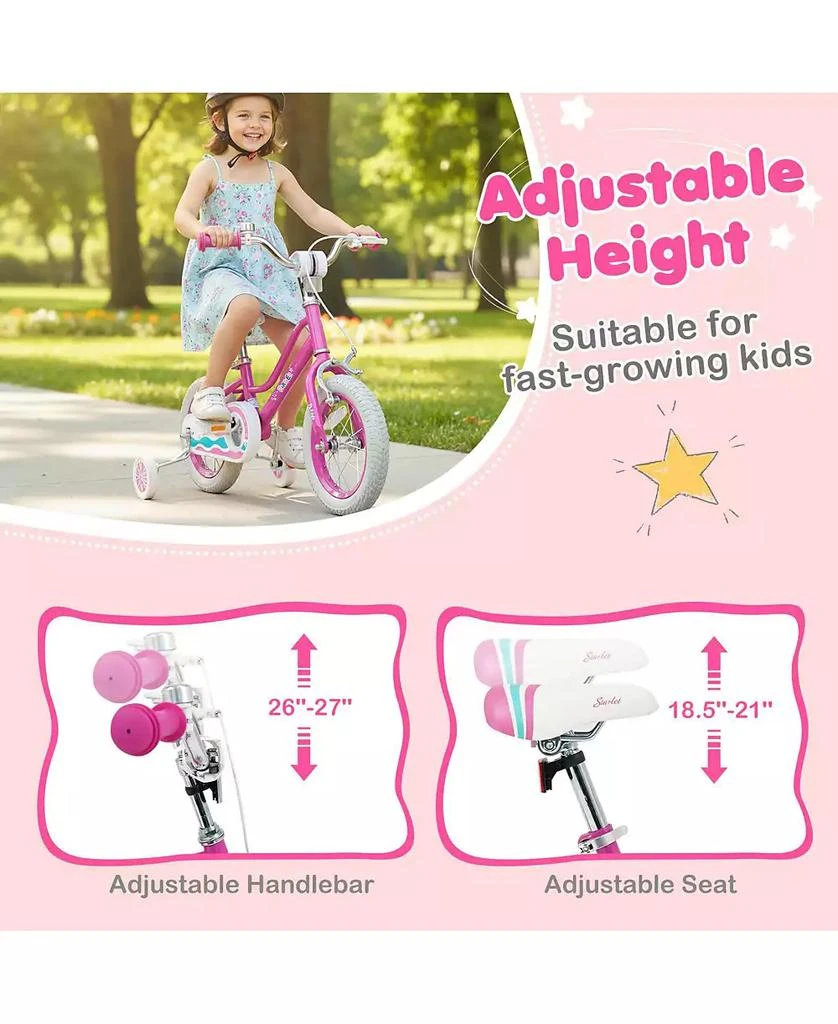 Mecale Inch Kids Bike for Aged 3-8 Years Old with Adjustable Handlebar Pink- Starlight Wave 4