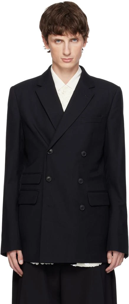 Dries Van Noten Black Regular Fit Wool Blazer 1