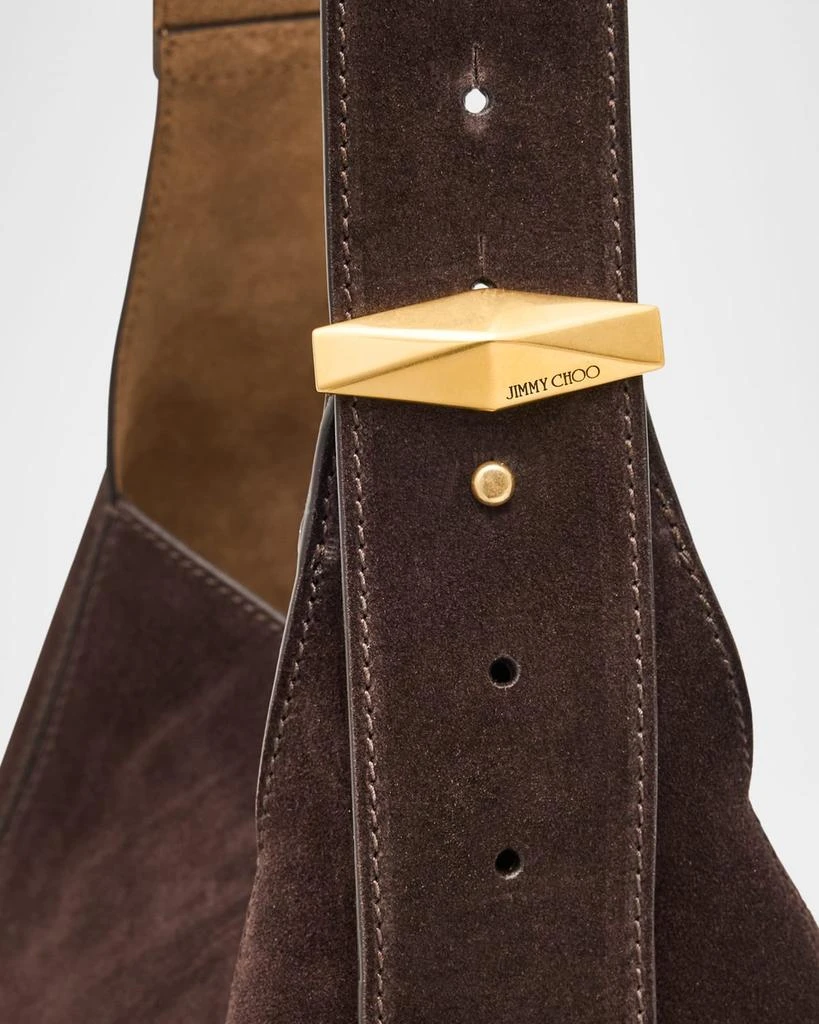 Jimmy Choo Medium Diamond Brown Suede & Leather Hobo Bag 5