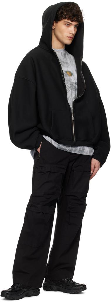 Black Dense Fleece Star Zip-Up Hoodie – On Sale Now with Up