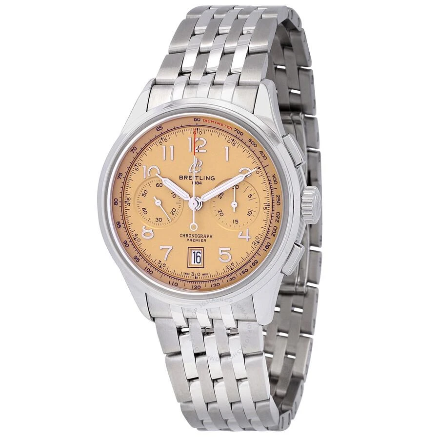 BREITLING Premier B01 Chronograph 42 Automatic Chronometer Salmon Dial Men's Watch AB0145331K1A1 1