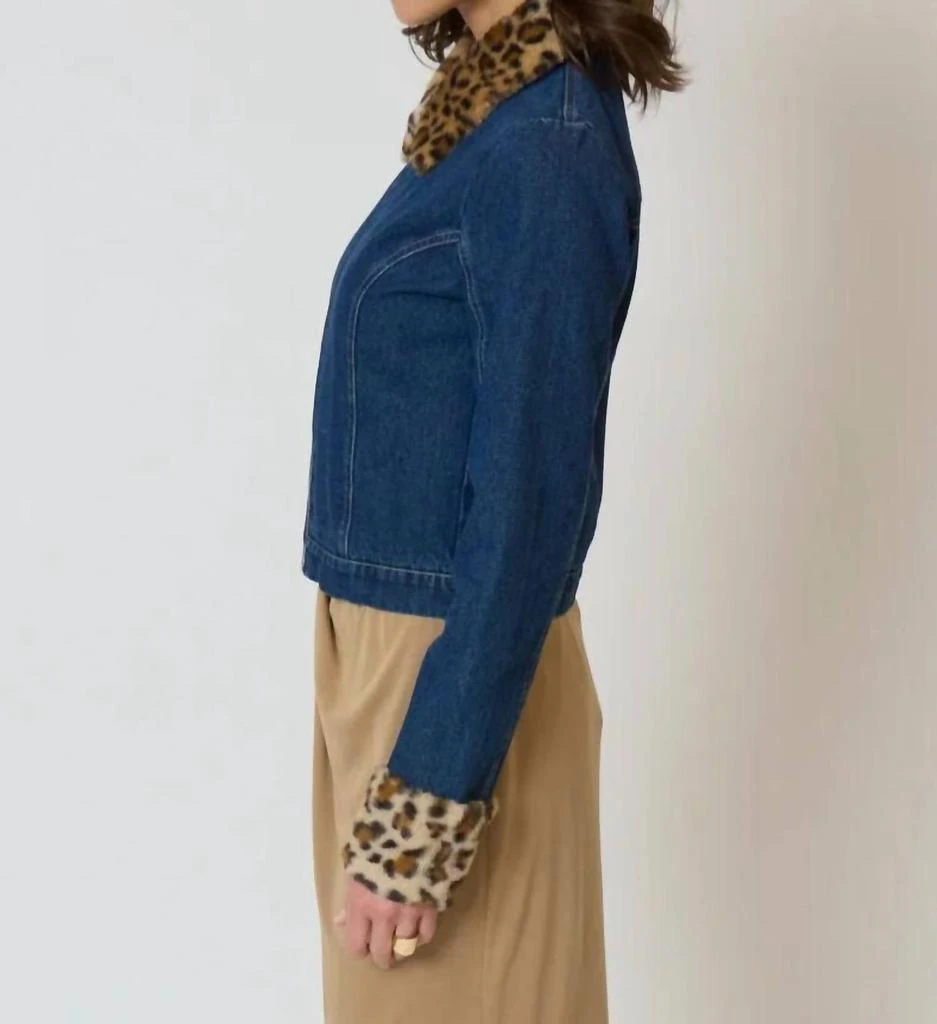 Central Park West Central Park West - Dark Denim And Cheetah Fur Jacket 2