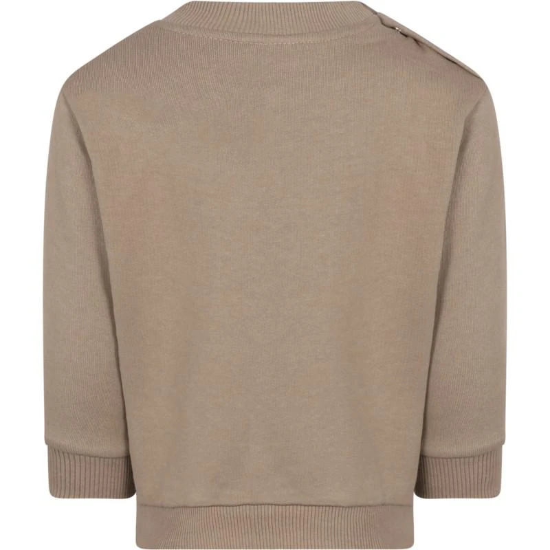 Loud Apparel Eyes print organic cotton fleece logo baby sweatshirt in taupe 2