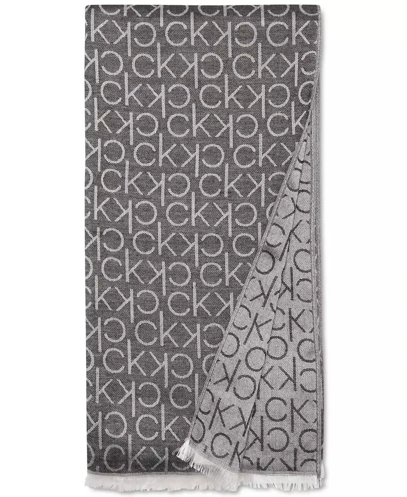 Calvin Klein Monogram CK Logo-Print Pashmina Wrap Scarf 2