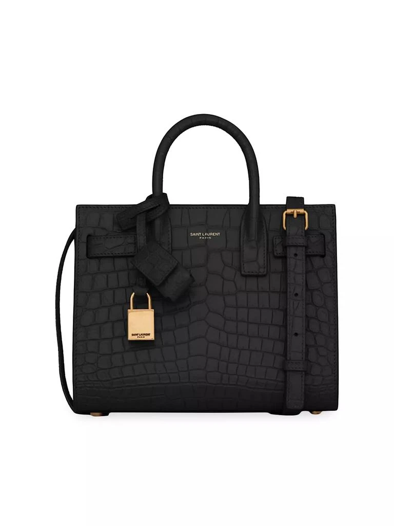 Yves Saint Laurent Sac De Jour Nano Top Handle Bag In Crocodile-Embossed Matte Leather 1