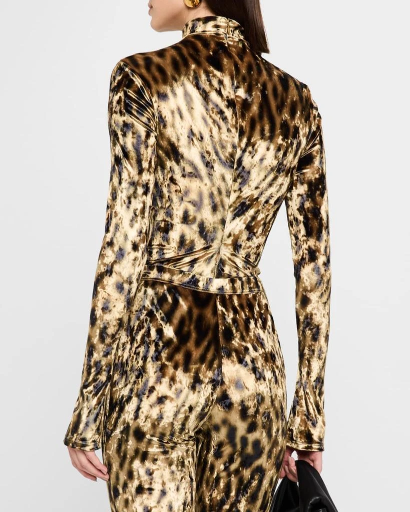 LAPOINTE Leopard-Print Velvet Mock-Neck Bodysuit 3