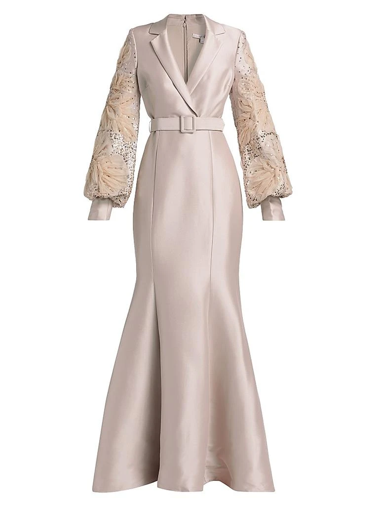 badgley mischka beaded dress Beaded Bell Sleeve Gown by Badgley Mischka