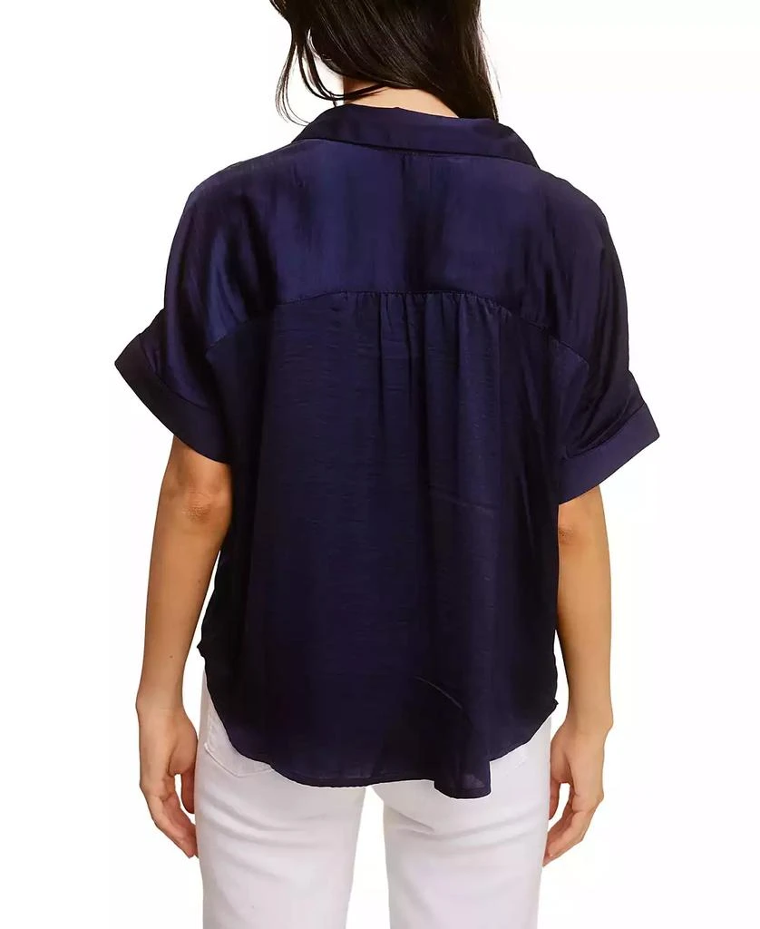 John Paul Richard Solid Washer Woven Split Neck Top 6