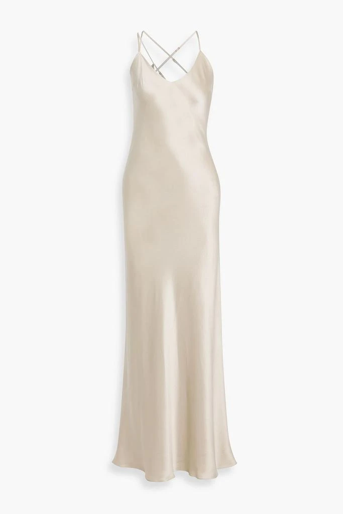 open lace back dress One shoulder gown with tie