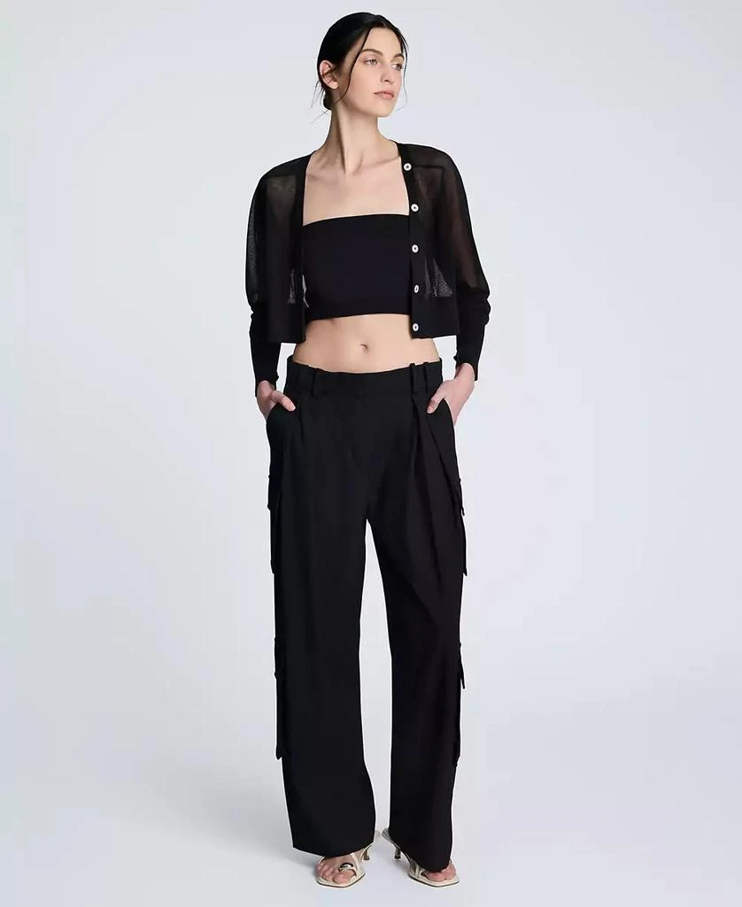 Kenneth Cole Women's Sheer Saddle-Shoulder Cropped Cardigan 2