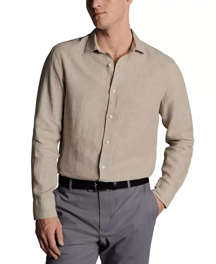 Charles Tyrwhitt Men's Slim Fit Long Sleeve Linen Button-Front Shirt 1
