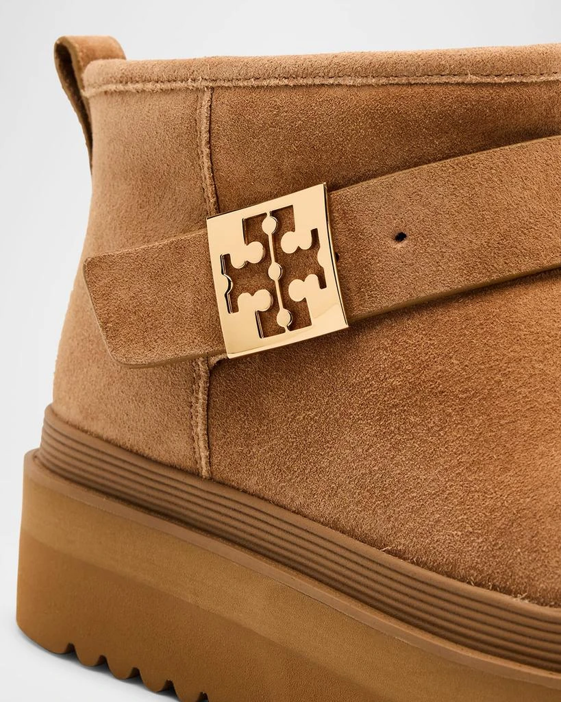 Tory Burch Mellow Suede Shearling Buckle Platform Booties 6