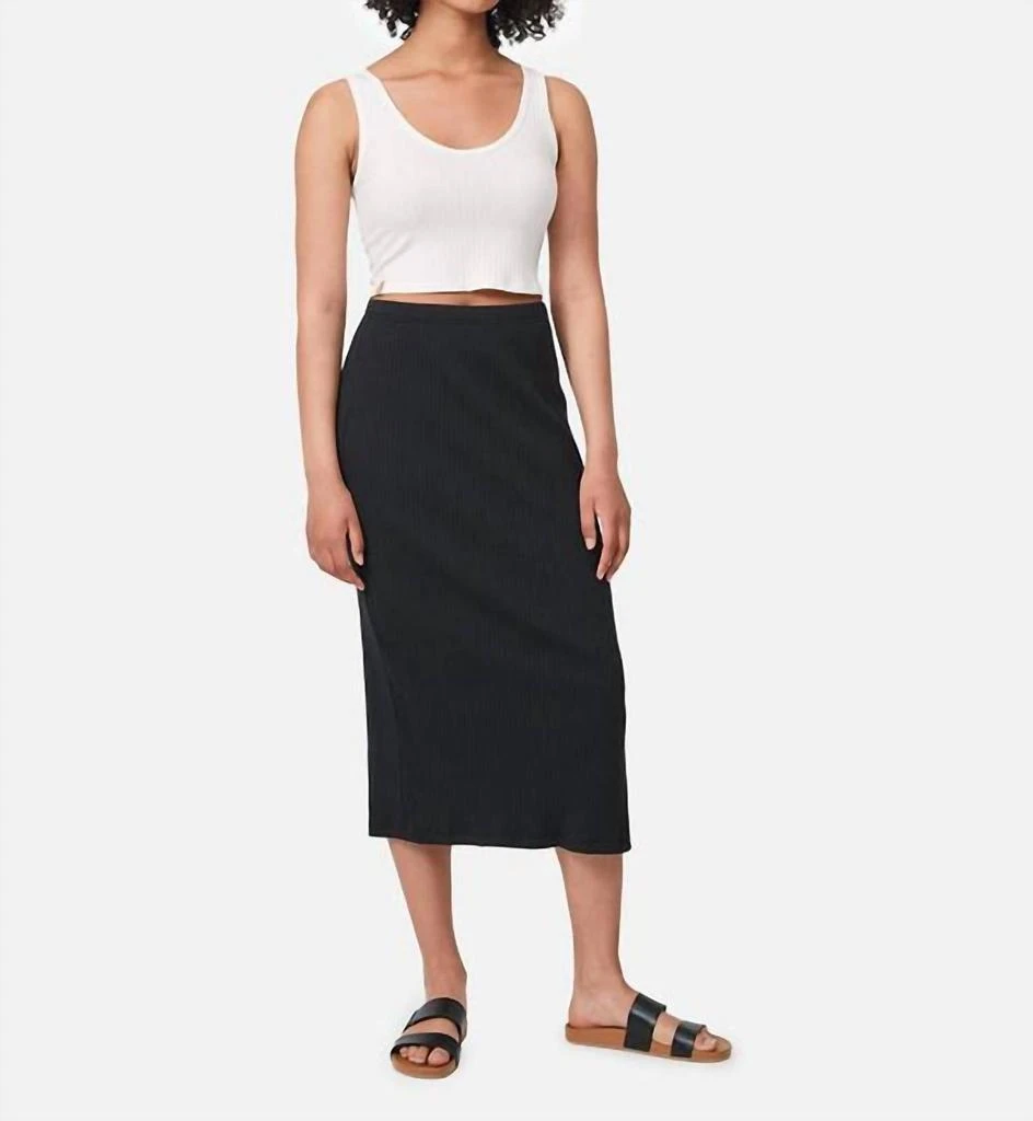 tentree Knit Rib Skirt In Meteorite Black 3