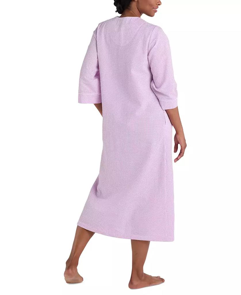Miss Elaine Petite 3/4-Sleeve Zip-Front Seersucker Robe