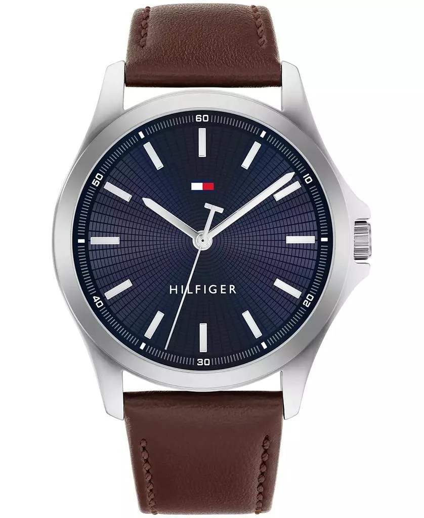 Tommy Hilfiger Men's Quartz Brown Leather Strap Watch 42mm 1