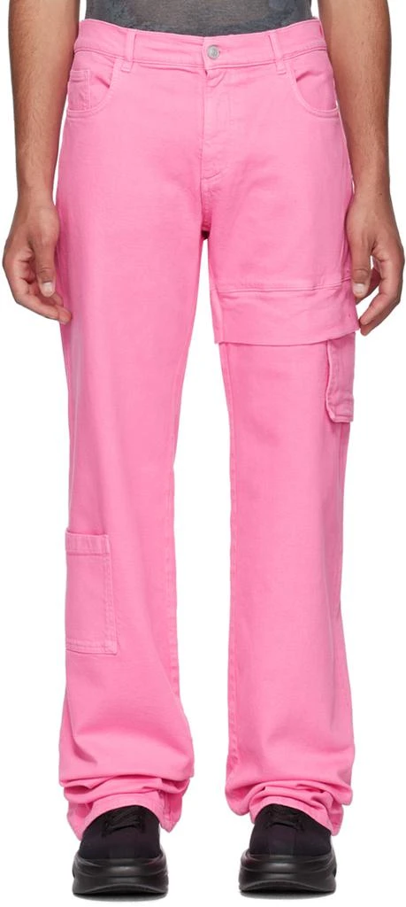 1017 ALYX 9SM Pink Oversized Denim Cargo Pants 1
